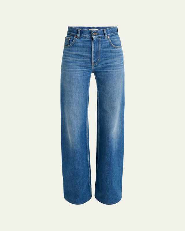 Rigid Denim Wide-Leg Pants